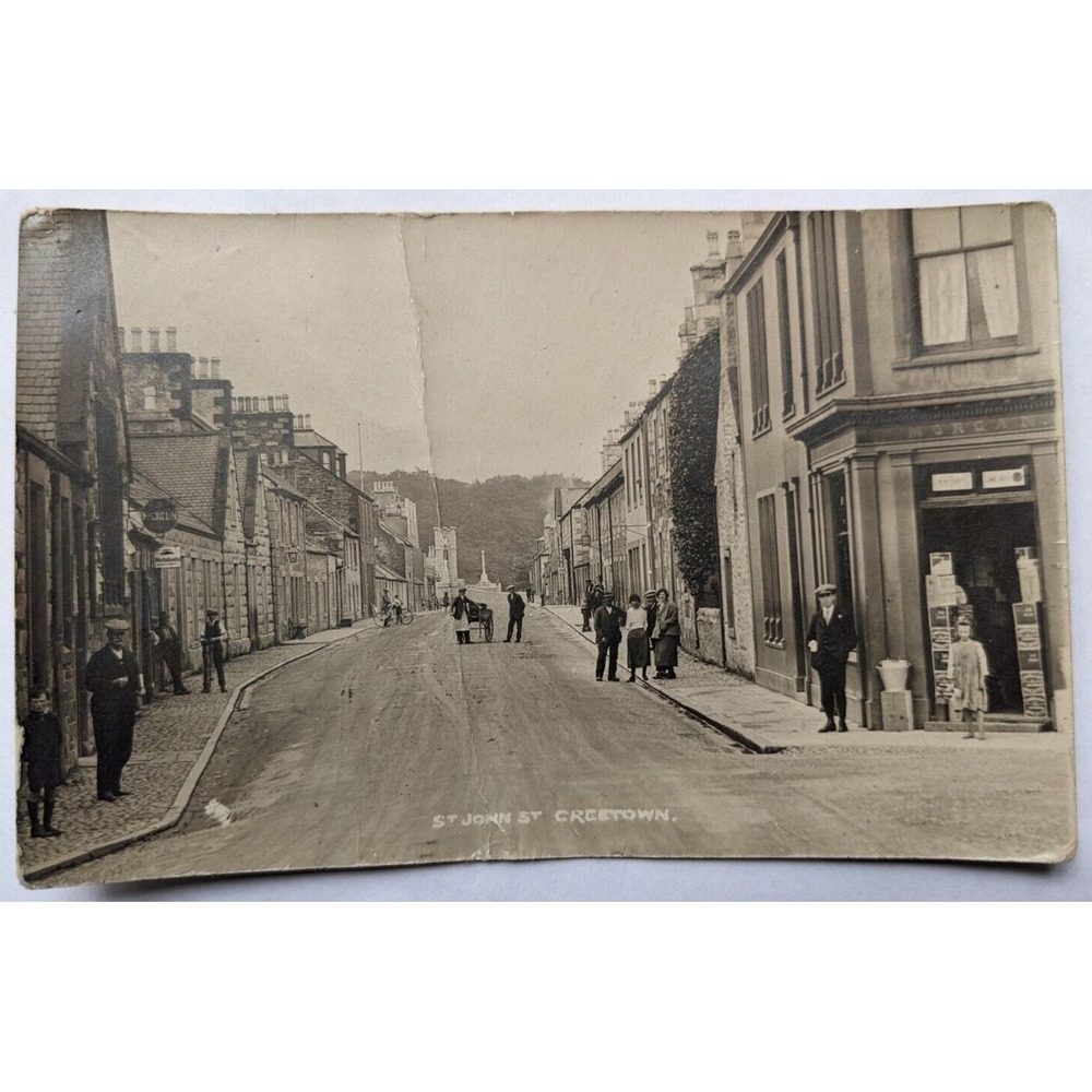 St John Street View, Creetown, Scotland RPPC Antique‎ Postcard Galloway Unposted